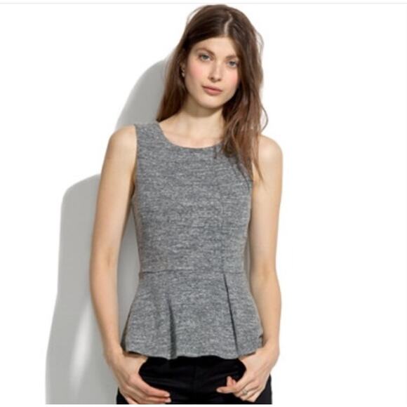 Madewell Sleeveless Sweatshirt Gray Size Small Slim Fit Peplum Top Small Career - Picture 1 of 4